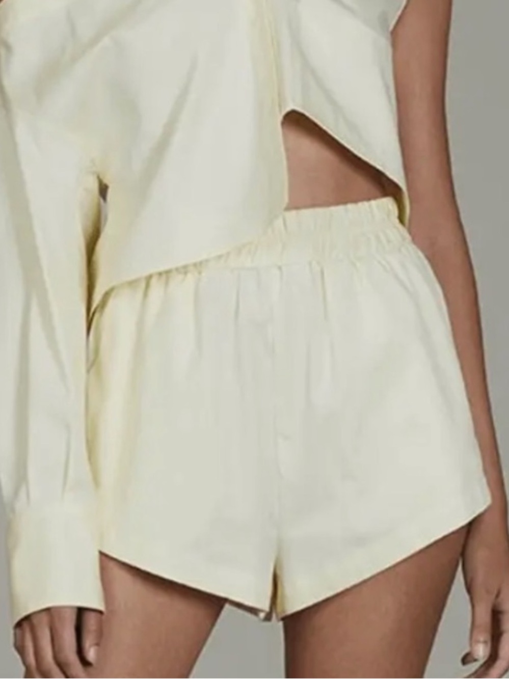 ALIX NYC Casler Yellow Textured Cotton Mid Rise Shorts